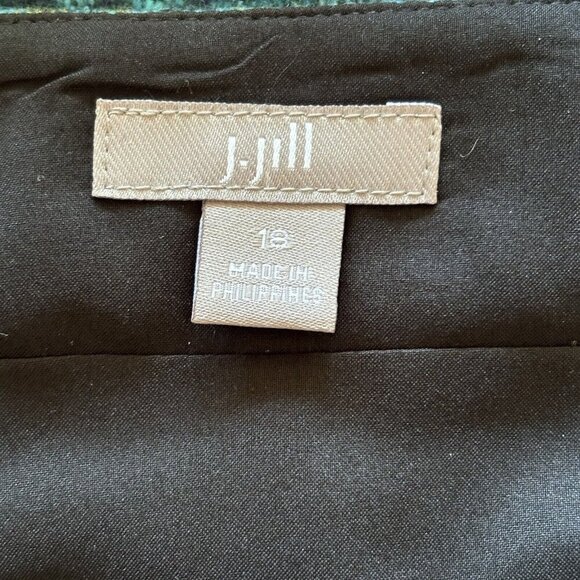 j. jill Wool Blend Tartan Plaid Womens 18 Button Front Blue Green Skirt Academia - Picture 6 of 9